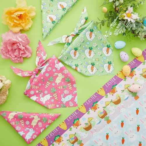 200 Pcs Easter Dog Bandanas Bulk Cute Bunny Egg Carrot Pattern (25.6 x 17.7 x 17.7 Inch / Easter)