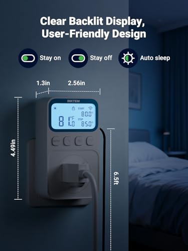 WiFi Temperature Controlled Outlet with APP for Heater (Blue)