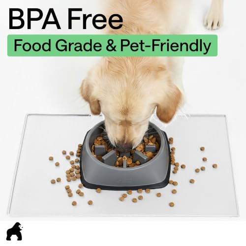 Dog Food Mat 100% Waterproof Silicone (White / 26"l X 17"w)