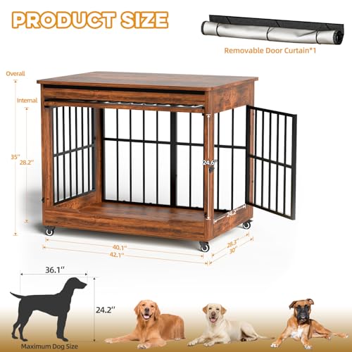 42" Large Dog Crate Furniture (Vintage Brown / 42.1"L x 30.0"W x 35.0"H)