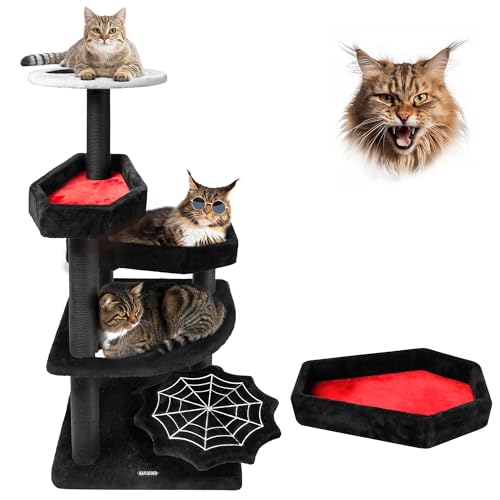 Gothic Cat Tree with Coffin Bed (46.9" / Matte Charcoal)