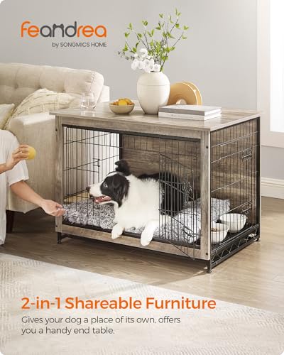 38.6" Dog Crate Furniture (Greige / 38.6"L x 25.6"W x 26.8"H)