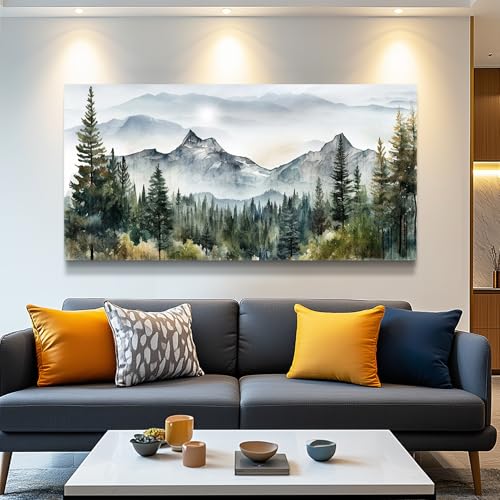 Wall Decorations For Living Room Canvas Wall Art For Bedroom Large Size Office Wall Decor Abstract Mountain Scenery Paintings Pictures Artworks Ready To Hang Home Decoration 20X40 (40"L x 20"W / Forest Painting Artwork)