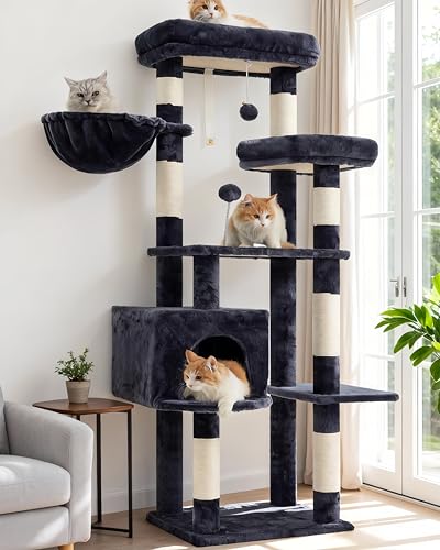 55.1'' Cat Tree Tower for Indoor Cats (55.1 inch / Smoky gray)