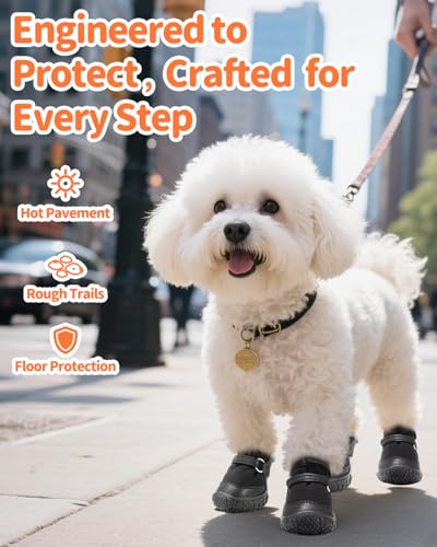 Dog Shoes for Small Dogs (Light Black / Width 1.49 inches)