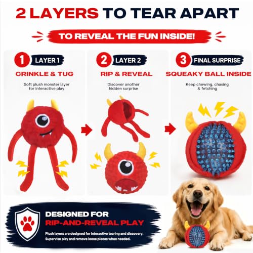 Dog Toys for Aggressive Chewers (M/L / Red)