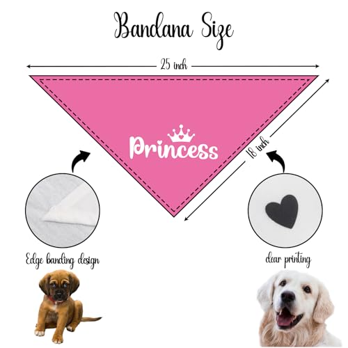Princess Dog Bandana Dog Birthday Girl Bandana Dogs Pink Funny Gender Reveal Pet Accessories for Pet Lovers Gifts Scarf for Small Medium Dogs & Cats (O)