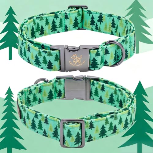 Dog Collar Green Pine Tree Print Dog Collar with Bow (Pine Tree / Small (Pack of 1))