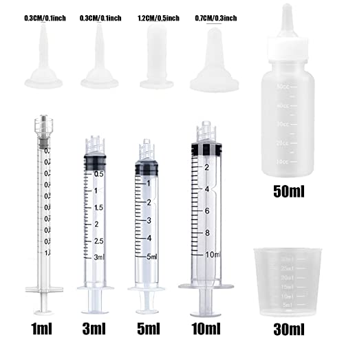 Kitten Puppy Feeding Bottles and Syringes with Nipples (White)