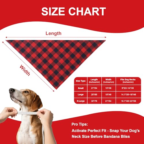 Buffalo Plaid Dog Bandanas for Large Dogs (Red-black & Blue-black / X-Large)