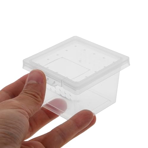 Transparent Reptile Breeding Box Mini Feeding Cage Tank with Lid 2.67X2.16X1.77 Inch Compact Lightweight Habitat for Spider Scorpion Gecko Snake