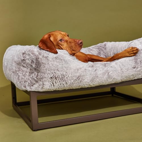 Luxury Aesthetic Dog Bed for Large Dogs with Washable Cover (Light Grey / Large)
