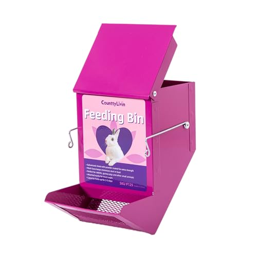 Metal Small Animal Feeder with Lid (4.6 inch / Purple)
