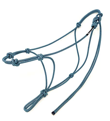 Horse Rope Training Halter (Ice Blue with Navy / Draft)