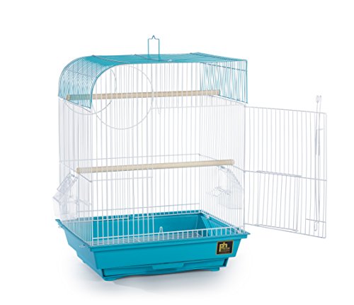 South Beach Flat Top Bird Cage Minimal Assembly (Teal / 10.6"L x 0.5"W x 18.0"H)