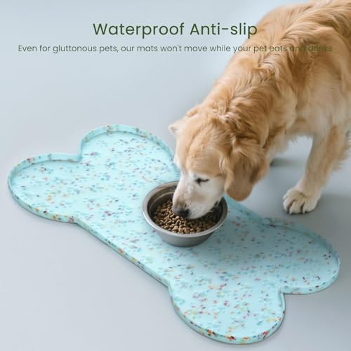 Dog Food Mat Anti (19.4" x 9.8" / Donut Blue)