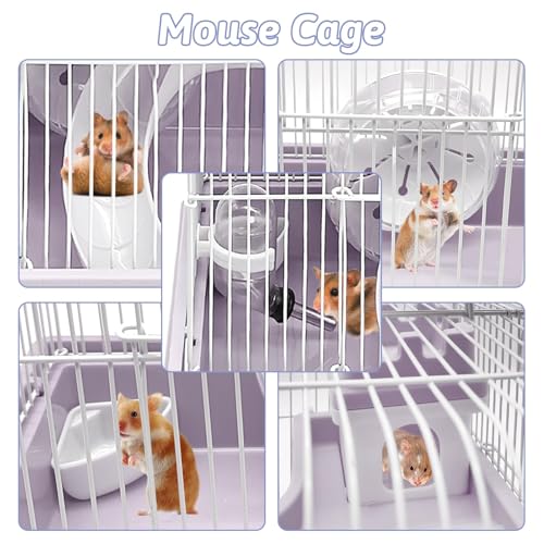 2 Tier Dwarf Hamster Cage (M: 11.7x8.7x9.8in / Gray)