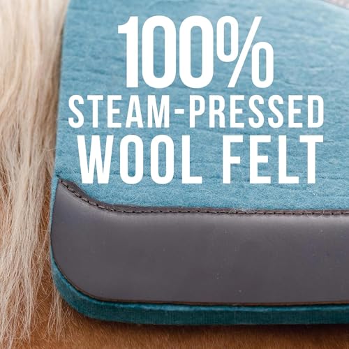 100% Steam Pressed Wool Felt Western Saddle Pad (31" x 32" x 1" / Pacific Blue)