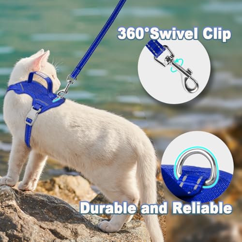 Cat Harness and Leash Set Escape Proof for Kitten Walking (Small / Sapphire Blue)