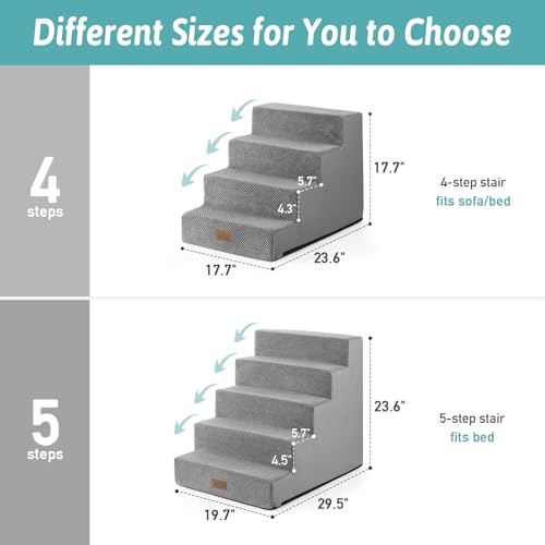 Dog Stairs for Small Dogs (Grey / 19.7x29.5x23.6 inch)