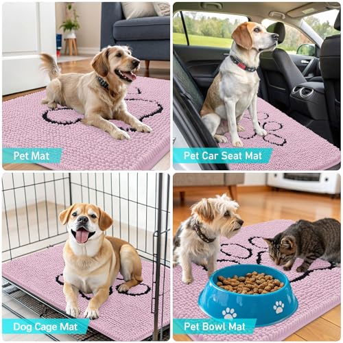 Dog Door Mat for Muddy Paws 48x30 (Dusty Rose / 48" X 30")
