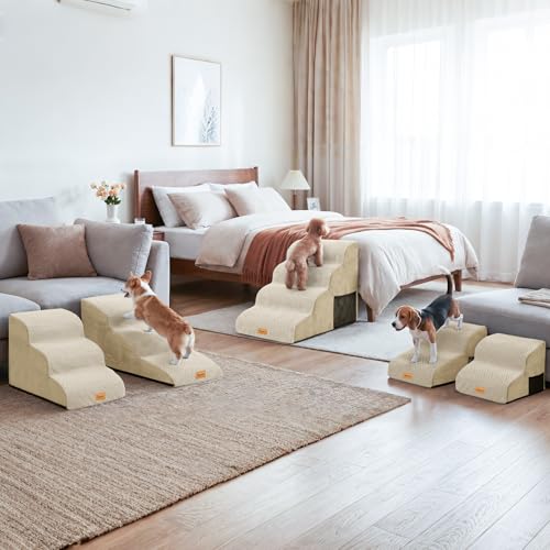3 Tiers Foam Dog Ramps (Beige / 23.6*15.7*15.7)
