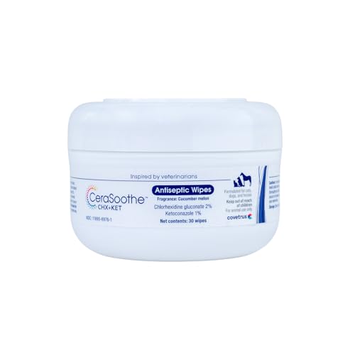 CeraSoothe CHX+KET Antiseptic Wipes for Dogs (30 Count (8 Fl Oz))