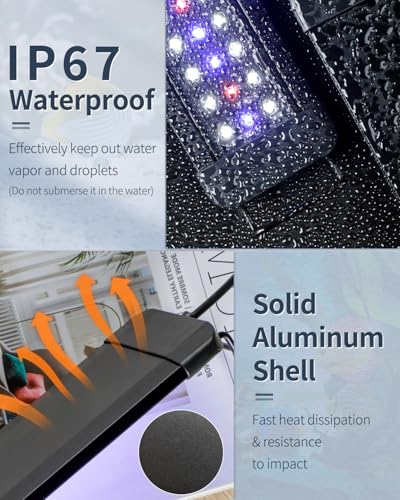 11 W Terrarium Light for 12" to 18" Terrarium Extendable Reptile Tank Light with Full Spectrum Brilliant White Blue Red Lights with Day & Night Modes and Adjustable Brightness (12-18 Inch (11W))