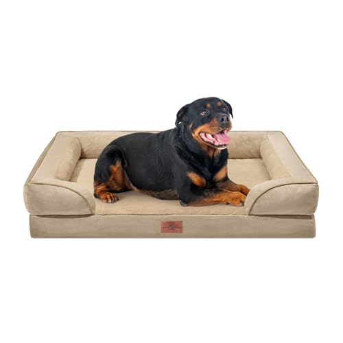 Waterproof Orthopedic Dog Beds for Extra Large Dog (48.0"L x 30.0"W x 8.5"Th / Light Brown)
