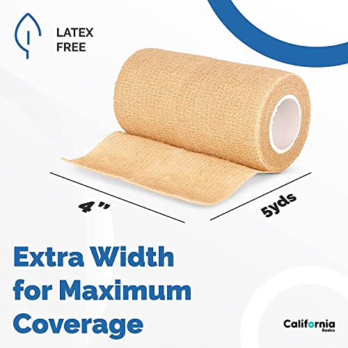 Self Adhesive Bandage Wrap (4 Inch x 5 yard- Pack of 8 / Brown)