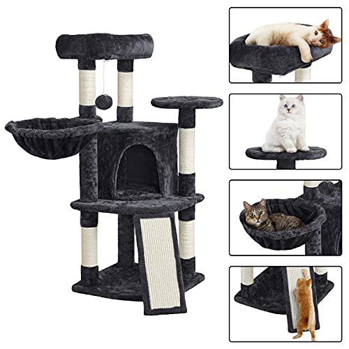 42in Cat Tree Tower for Indoor Cats (Black)