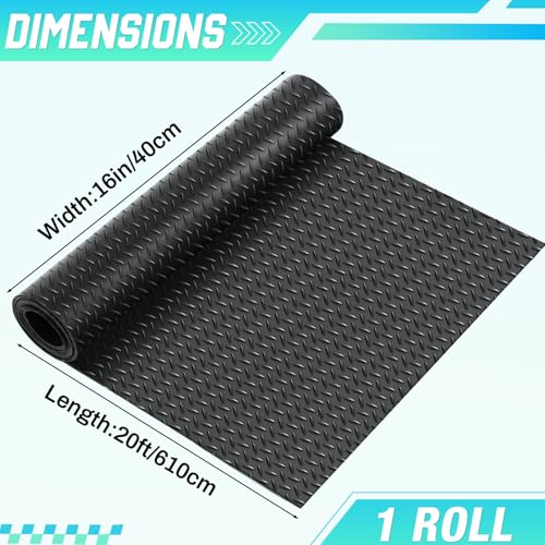 16 in X 20 ft Rubber Diamond Plate Garage Floor Mat (Diamond Plate / 16 in x 20 ft / Black)