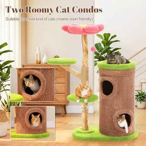 53.5" Flower Cat Tree for Multi (Forest Brown)
