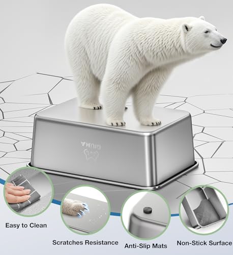 Stainless Steel Cat Litter Box (Metal colour / 15.6"L×11.6"W×3.9"H)