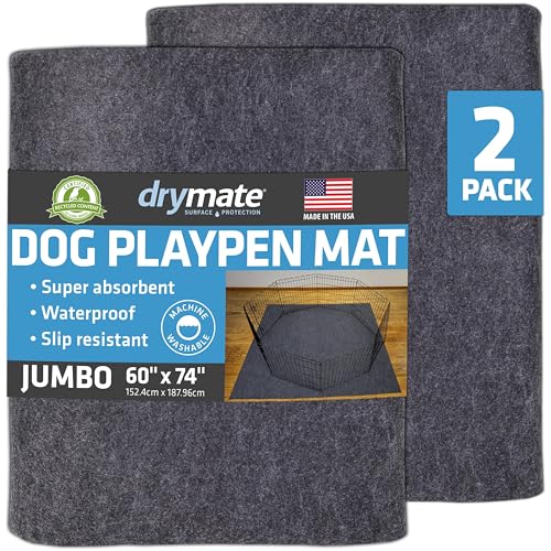 Jumbo Dog Playpen Mat (60" x 74" (2-Pack) / Charcoal)
