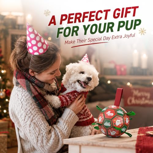 Christmas Dog Balls with Straps (Christmas 1 / Medium Size 2 (6 Inch))