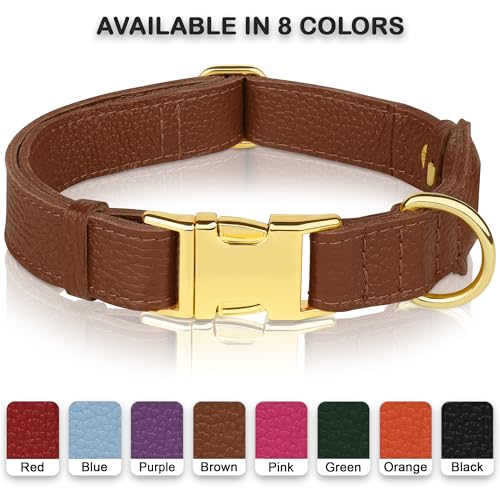 Leather Airtag Dog Collar (Brown / XL, 20"-25" Neck Fit)