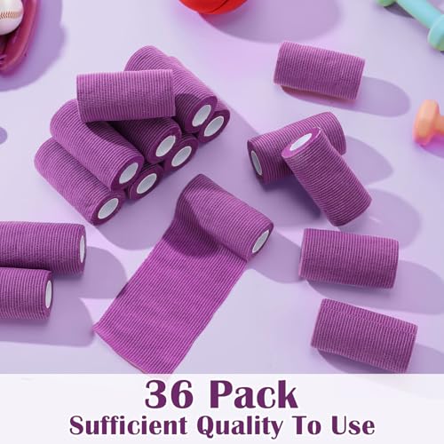 36 Pcs Self Adherent Bandage 4" X 5 Yard Wrap Breathable (Purple / 4" X 5 Yard)