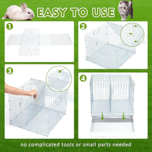 2 Hole Rabbit Transport Cage with Divider (Sliver / 17.9"L x 17.9"W x 3.7"H)