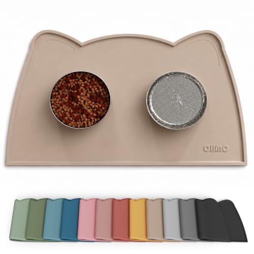 Cat Food Mat Silicone Pet Feeding Mat (20"L x 12"W / Beige)
