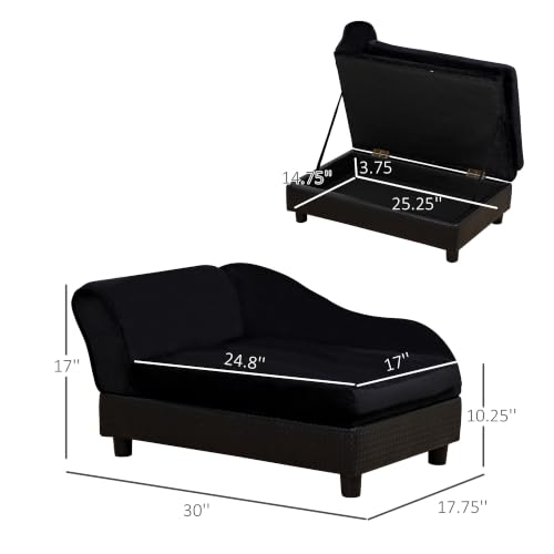 Luxury Fancy Dog Couch with Hidden Storage for Puppies (Black)
