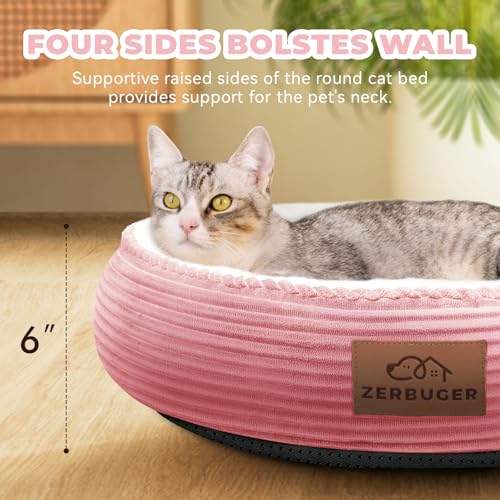 20in Pink Round Dog Bed Sofa for Dogs Cats (Pink / Small)