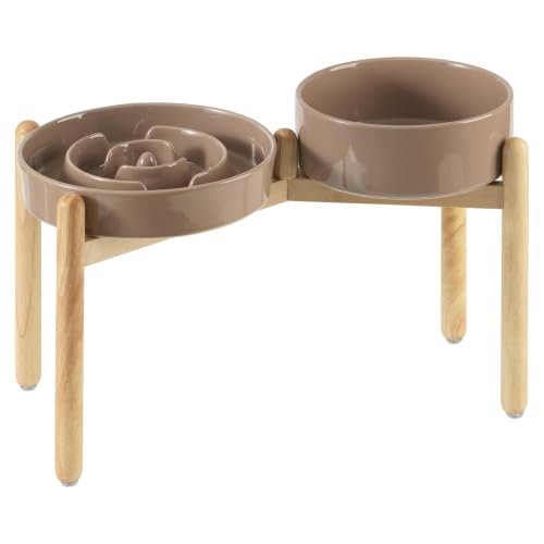 Elevated Slow Feeder Dog Bowls (Brown Coffee)