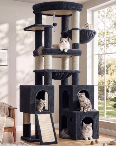 Tall Cat Tower for Indoor Adult Cats (Dark Grey / 72 inch)