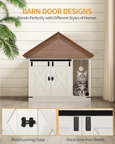 Cat Litter Box Enclosure (31.5"L x 19.7"W x 20.9"H / White)