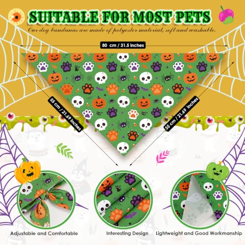 100 Pcs Halloween Dog Bandanas Bulk Cute Dog Paw Prints Pattern (Halloween Paw Prints / 31.5 x 21.7 x 21.7 Inch)