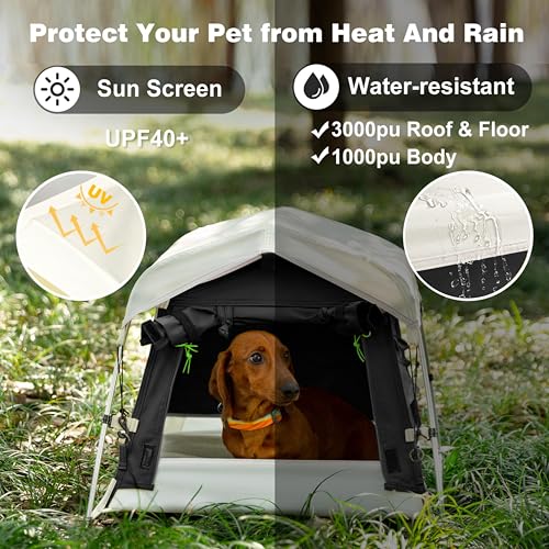 Tent House for Pets up to 25 lb (Black / Small, 24.4''L x 19.7''W x 16.5''H)