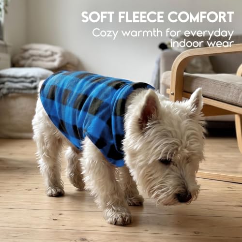 Dog Sweater Plaid Fleece Vest Puppy Shirt for Small Medium Dogs (Small / Plaid-Blue)