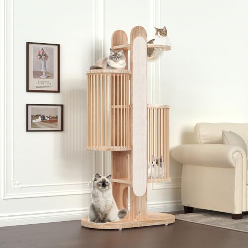 Modern Cat Tree Tower for Indoor Cats (White)