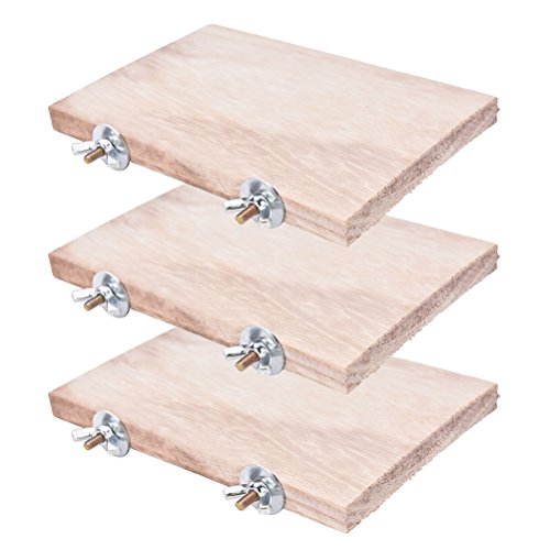 3Pcs Pet Parrot Bird Cage Perches Square Wooden Stand Platform Budgie Toys Bird Tree Perches for Parakeets (3Pcs)